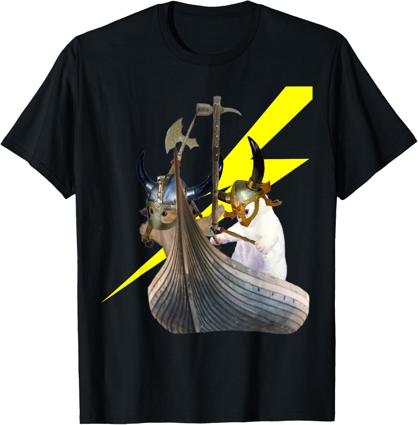 Viking Kittens in their longboat T-Shirt - T-Shirt | Black