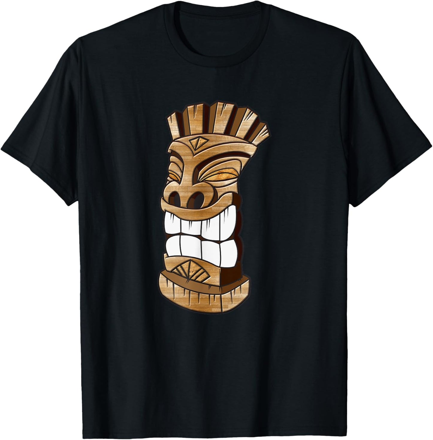 Smiling Hawaiian Wood Carved Tiki T-Shirt - T-Shirt | Black
