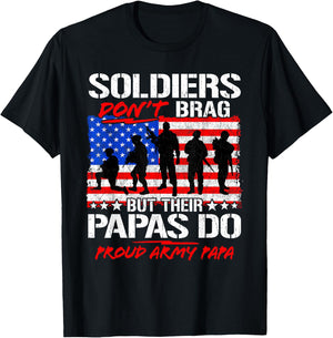 Proud Army Papa Soldiers Don't Brag - Military Grandpa Gifts T-Shirt - T-Shirt | Black