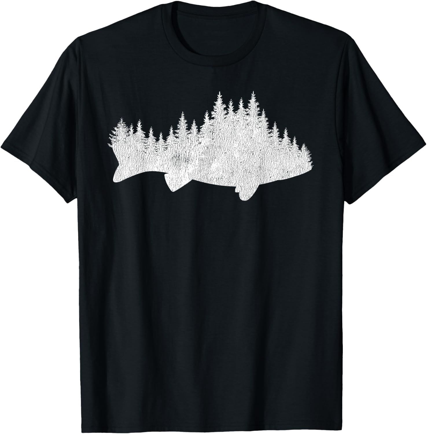 Walleye Fishing Sauger Fisherman Pine Forest Treeline T-Shirt - T-Shirt | Black