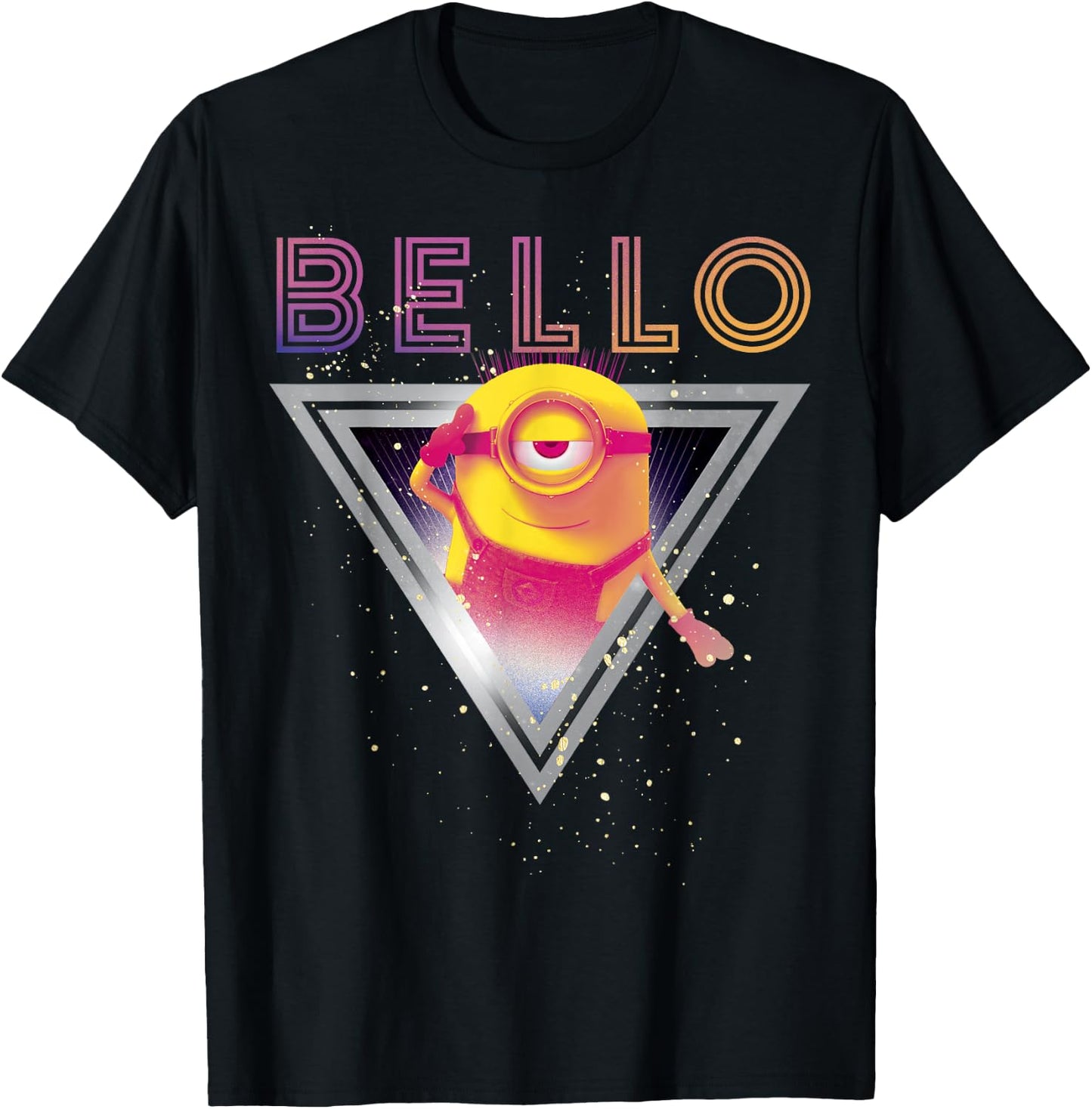 Despicable Me Minions Retro Bello Triangle Graphic T-Shirt - T-Shirt | Black