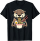 Otter Eating Ramen Japanese Noodles Soup T-Shirt - T-Shirt | Black