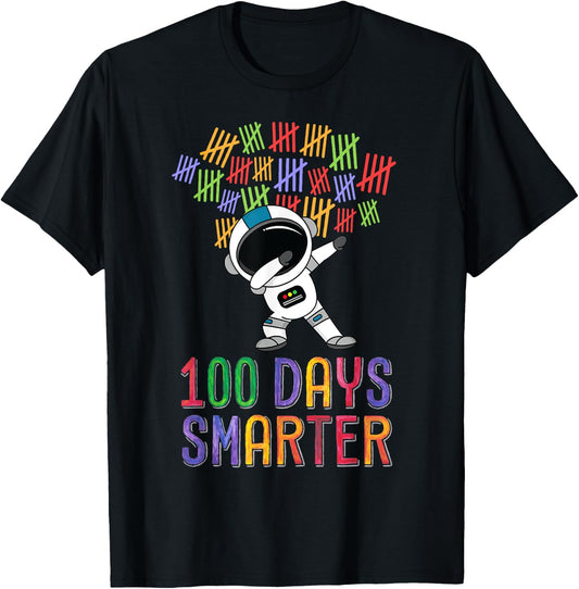 100 Days Smarter 100th Day of School Dabbing Space Kids T-Shirt - T-Shirt | Black