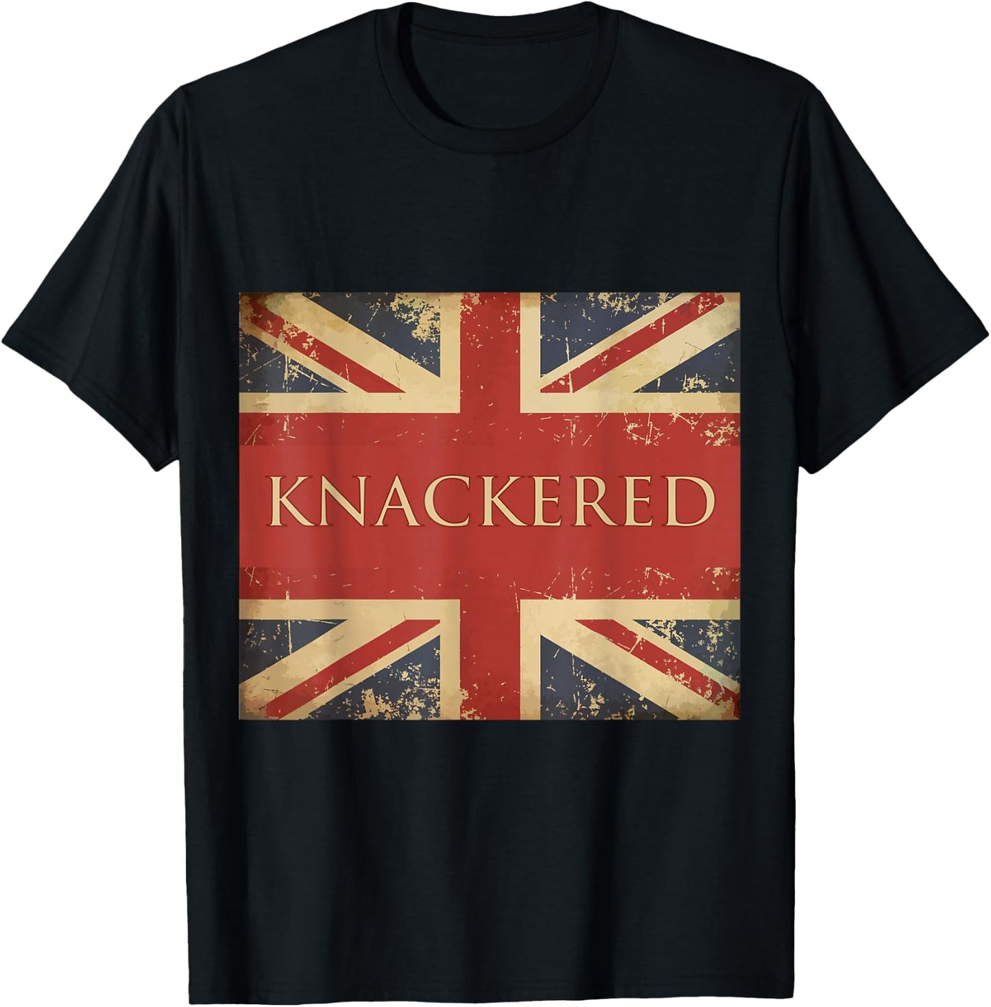 Knackered England Apparel Union Jack Flag UK Slang British T-Shirt - T-Shirt | Black