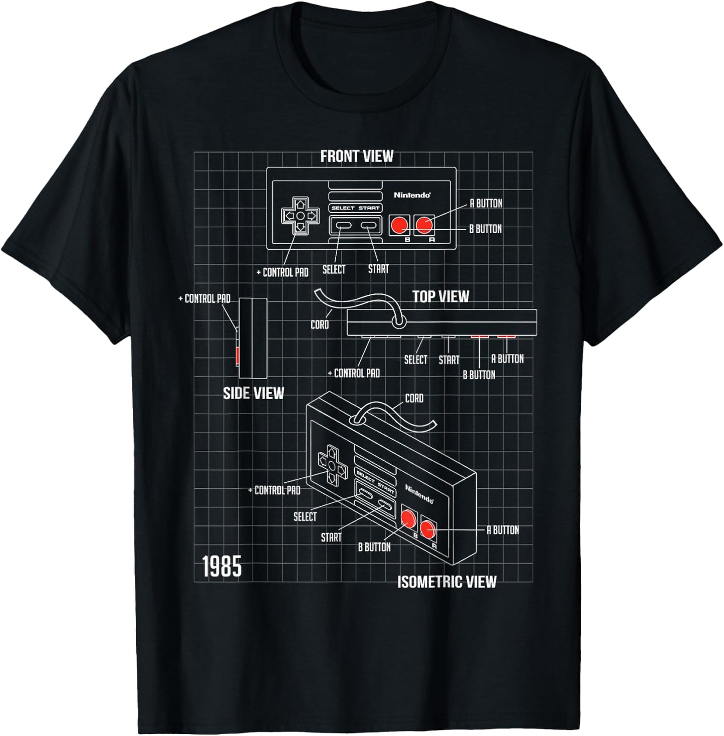 Nintendo NES Controller Parts Schematic Graphic T-Shirt - T-Shirt | Black