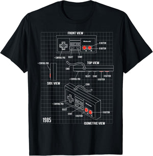 Nintendo NES Controller Parts Schematic Graphic T-Shirt - T-Shirt | Black