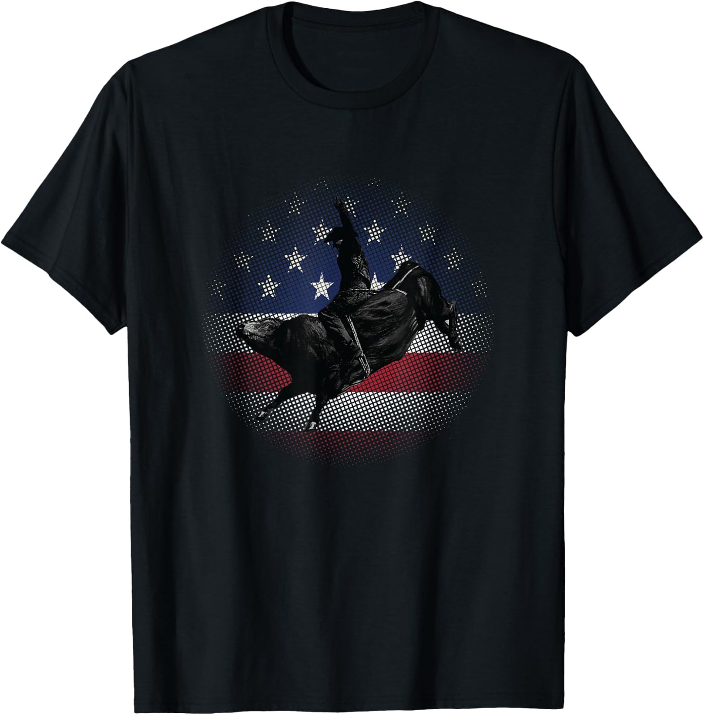 Bull Riding USA Flag Rodeo Gift Cowboys T-Shirt - T-Shirt | Black