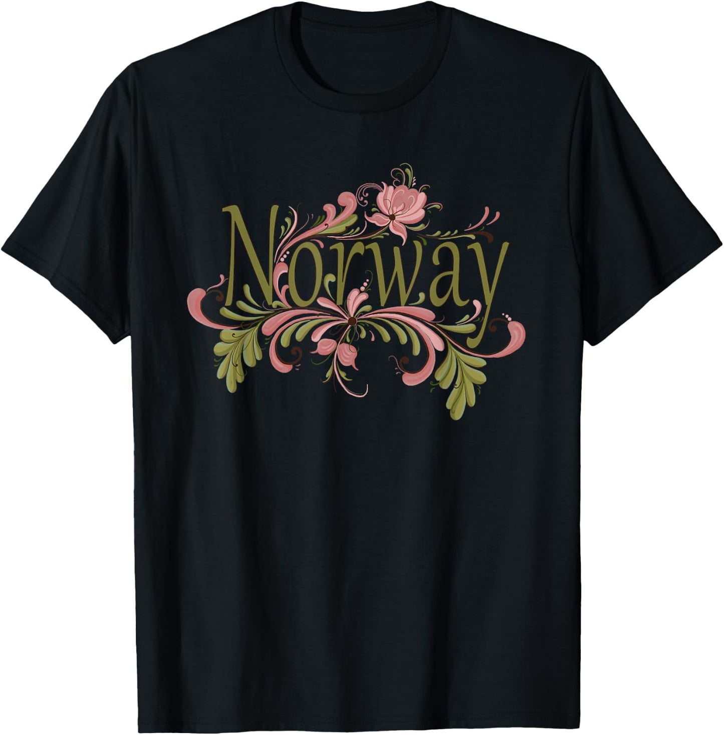 Eventyr Rosemaling Norway Norwegian Norway Rosemaling Norwegian Gift T-Shirt - T-Shirt | Black