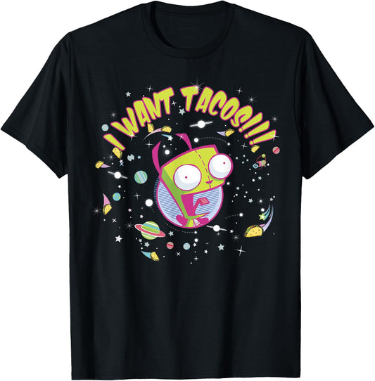 Nickelodeon Invader Zim GIR Wants Tacos T-Shirt - T-Shirt | Black