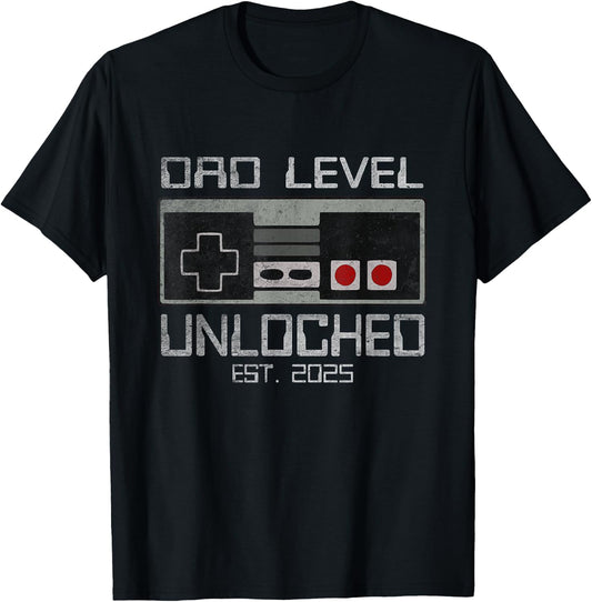 Dad Level Unlocked 2025 I Leveled Up To Soon To Be Gamer Dad T-Shirt - T-Shirt | Black