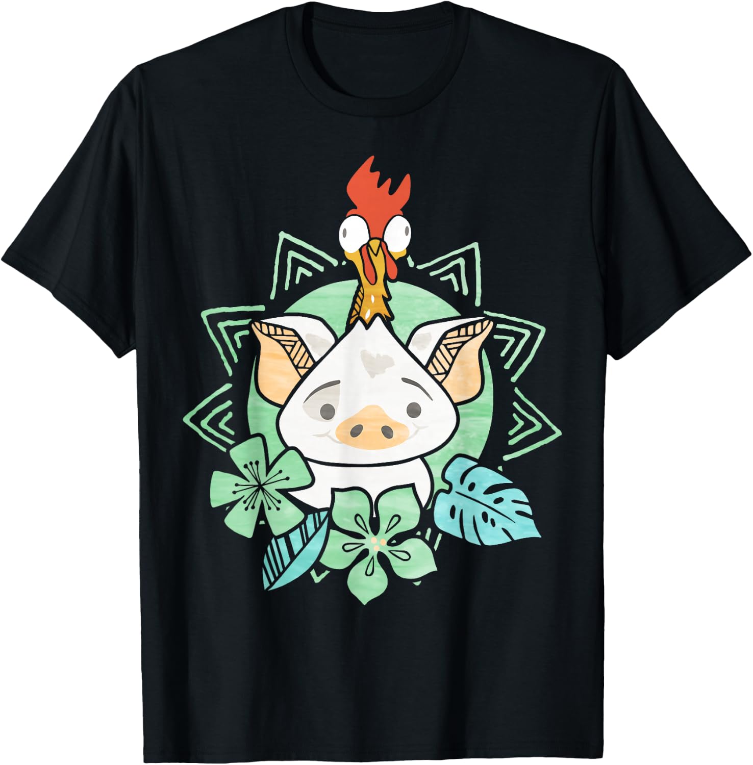 Disney Moana Pua & HEI HEI Tropical Graphic T-Shirt - T-Shirt | Black