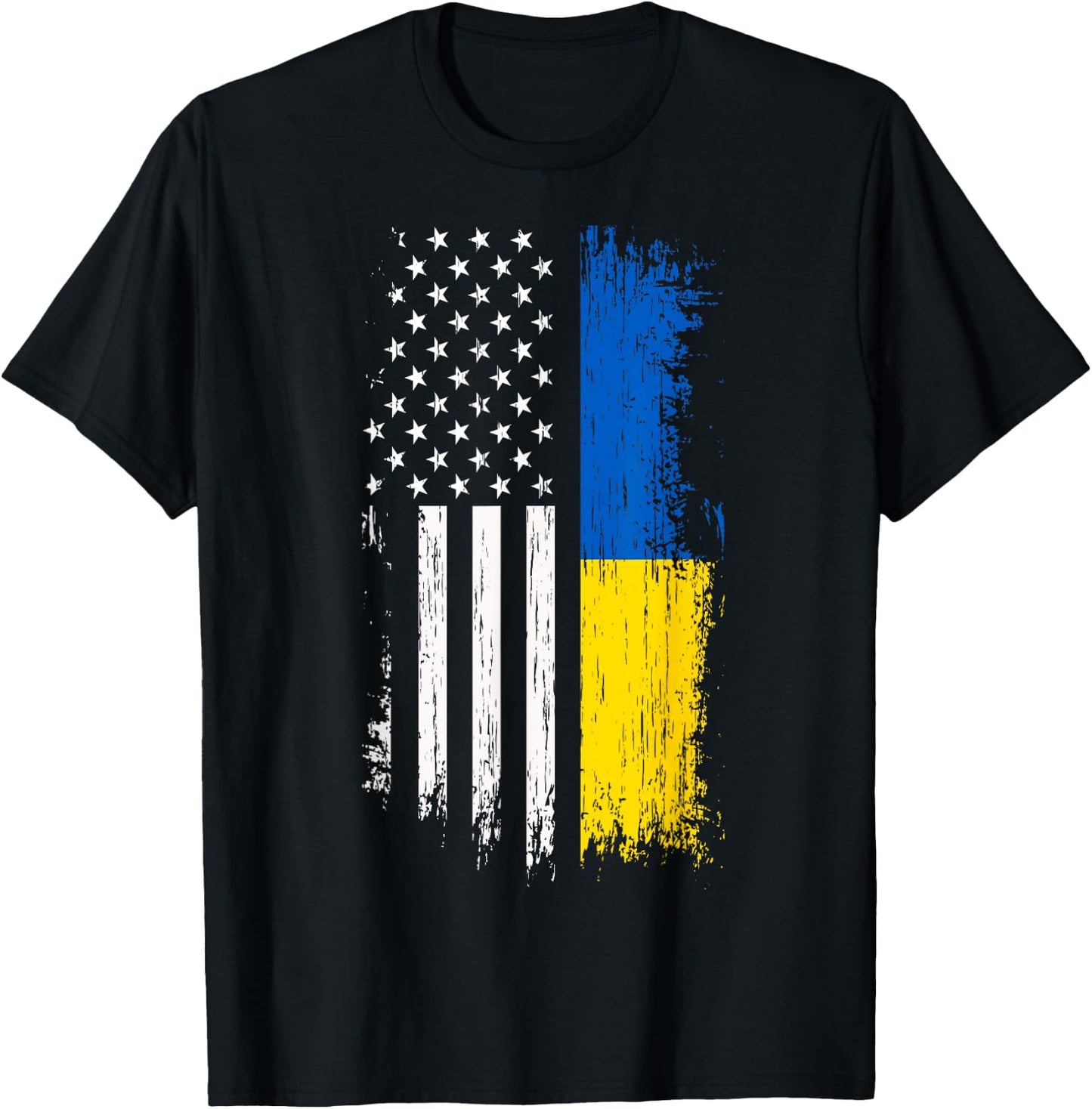 Ukrainian American Flag T Shirt - Pride Ukraine USA Shirt T-Shirt - T-Shirt | Black