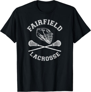 Fairfield Lacrosse Vintage Distressed Retro Lax T-Shirt - T-Shirt | Black