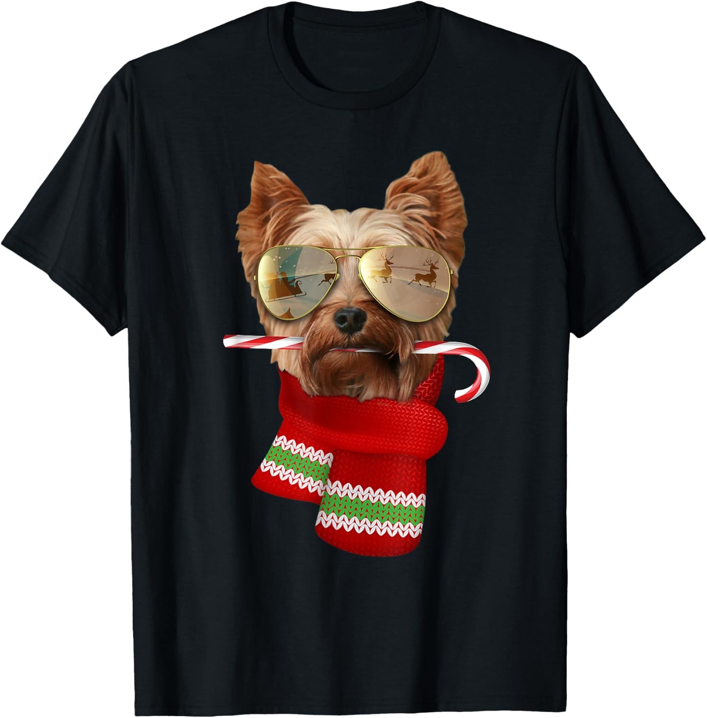 Yorkie shirt Terrier Christmas Gift Dog Lovers Sunglasses Women Kids T-Shirt - T-Shirt | Black