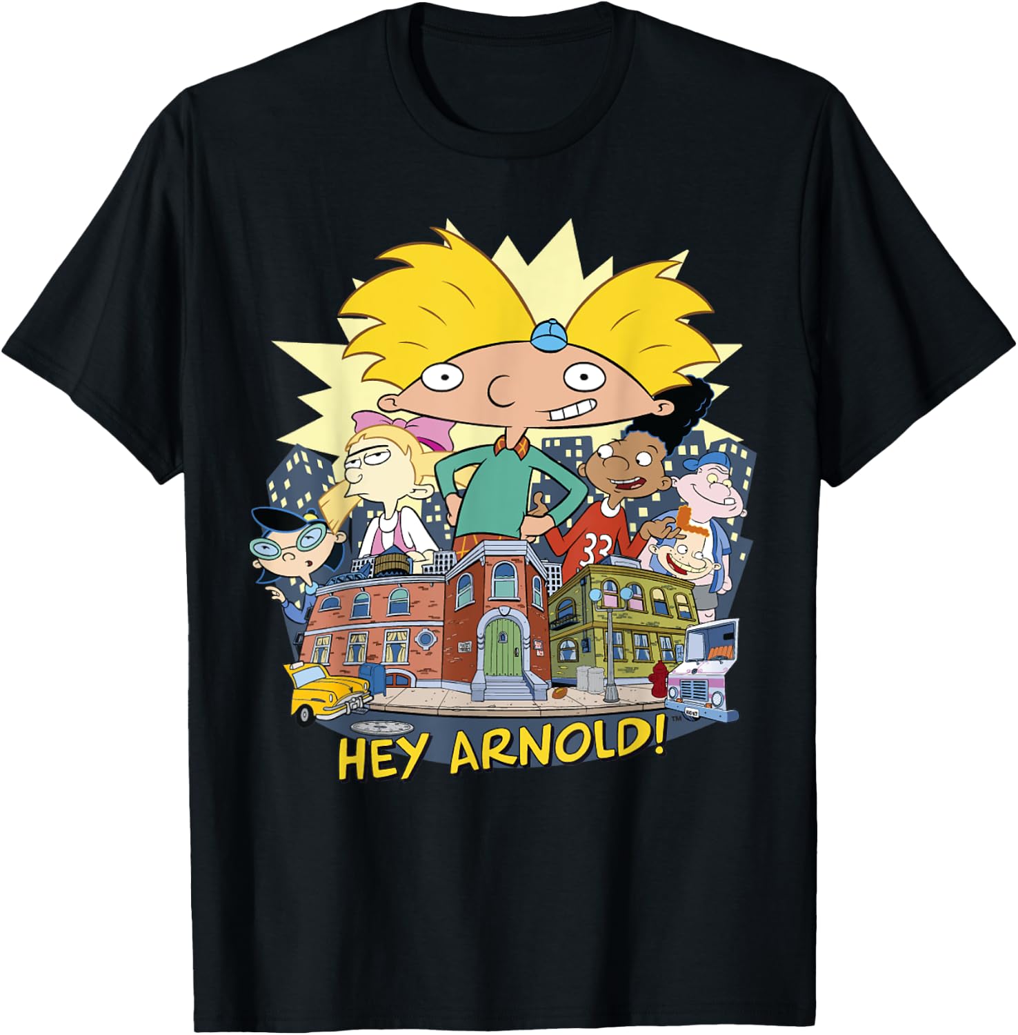Hey Arnold Neighborhood Poster T-Shirt - T-Shirt | Black