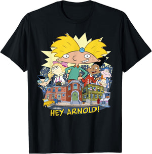 Hey Arnold Neighborhood Poster T-Shirt - T-Shirt | Black