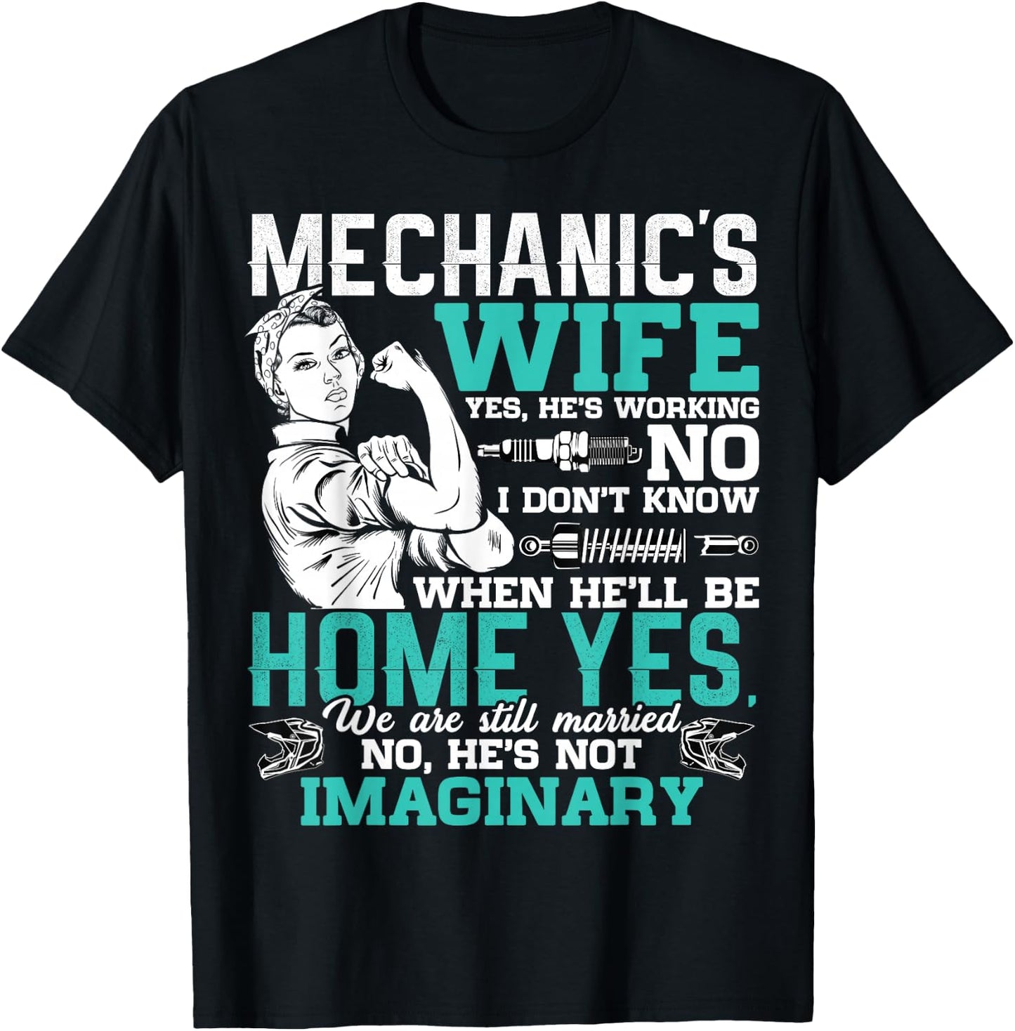 Mechanic Wife Funny Auto Car Mechanic's Wife Women T-Shirt - T-Shirt | Black