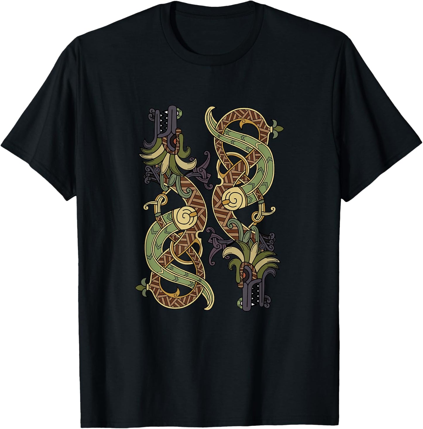 Celtic Dragons Nordic Mythical Viking Tribal Gift T-Shirt - T-Shirt | Black