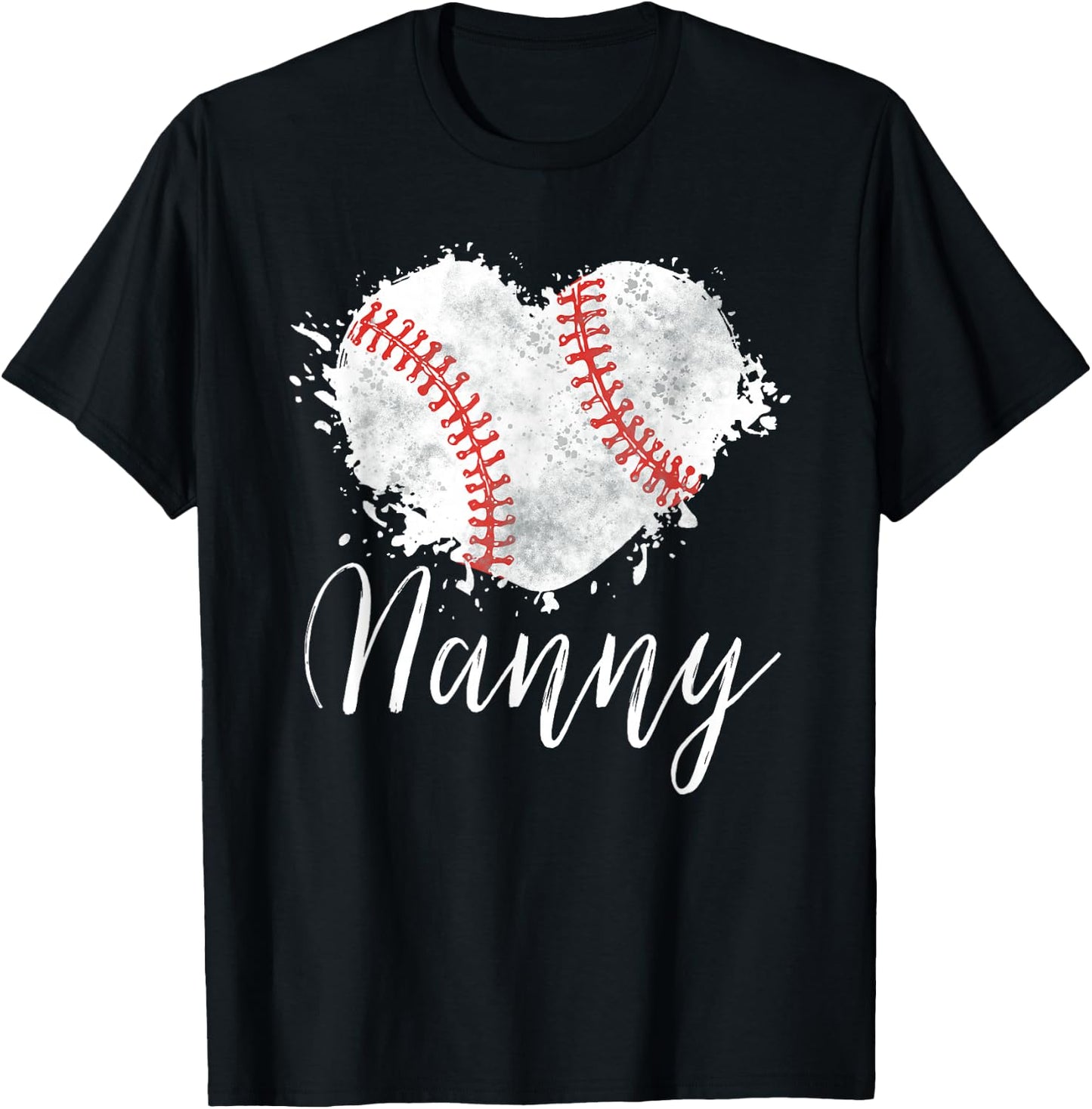 Baseball Nanny Baseball Love Heart T-Shirt - T-Shirt | Black