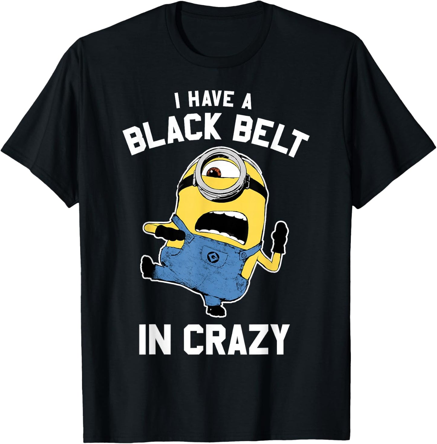 Despicable Me Minions Black Belt in Crazy Graphic T-Shirt - T-Shirt | Black