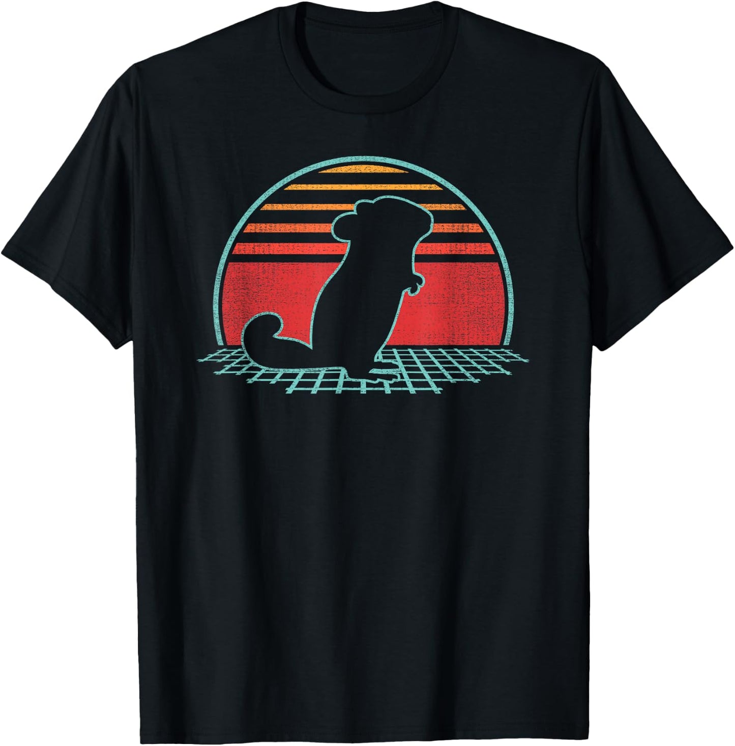 Chinchilla Lover Animal Retro Vintage 80s Style T-Shirt - T-Shirt | Black