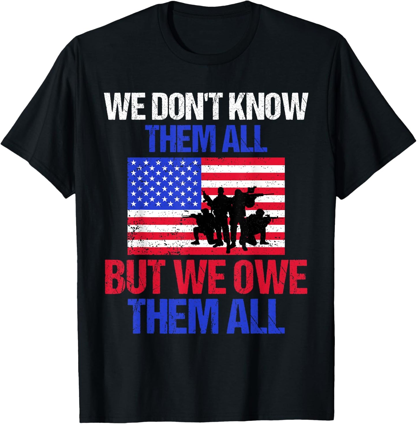Patriotic Military Appreciation Soldier Silhouette US Flag T-Shirt - T-Shirt | Black