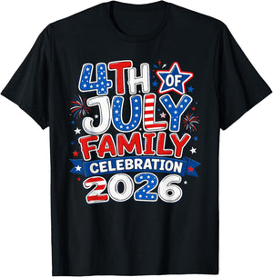 Family Matching Group 4th of July Family Celebration 2026 T-Shirt - T-Shirt | Black