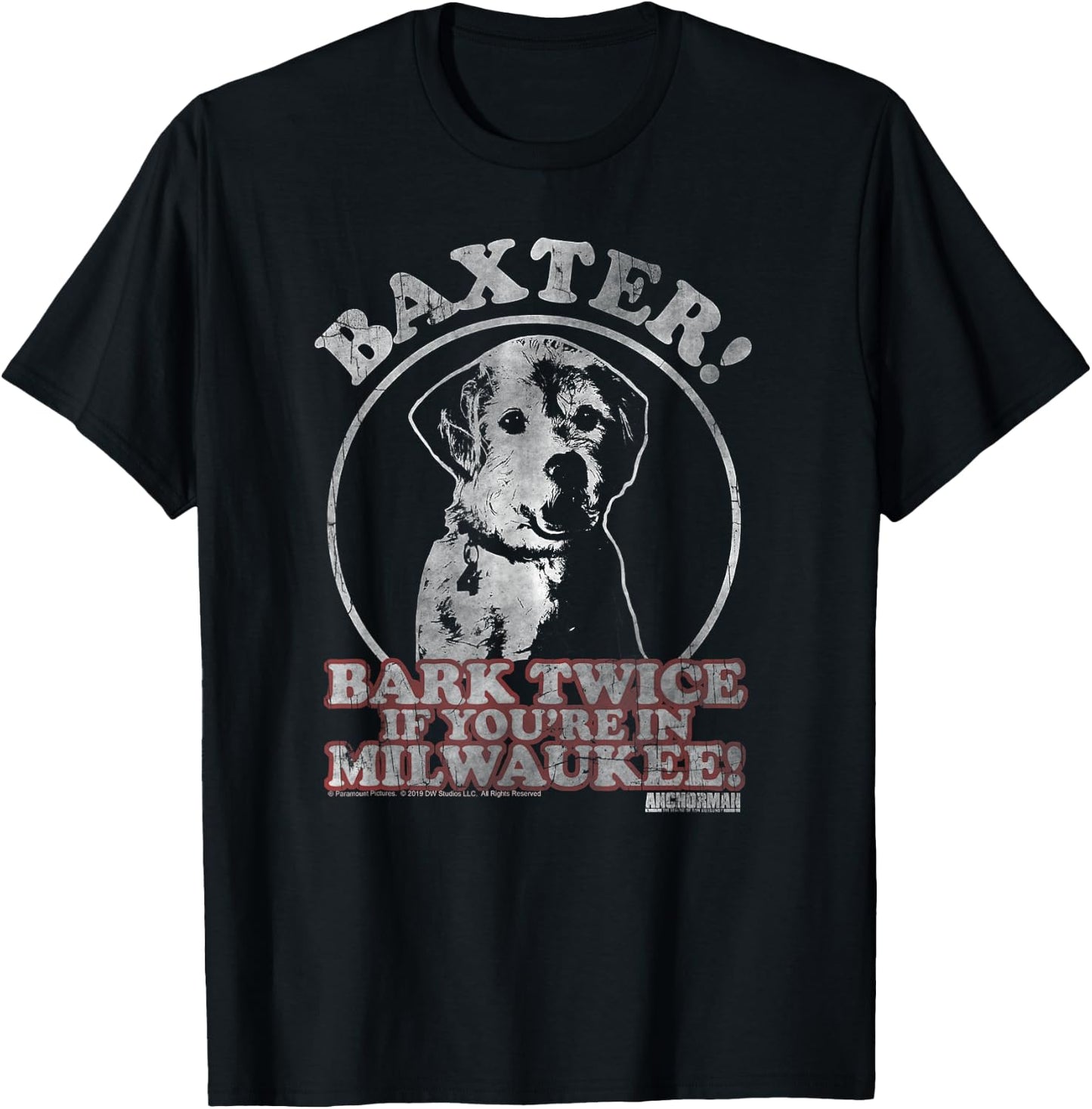 Anchorman Baxter Bark Twice Portrait T-Shirt - T-Shirt | Black