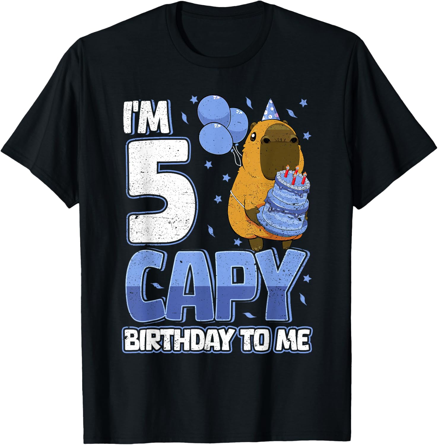5 Years Capy Birthday to me Boys 5th Birthday Capybara T-Shirt - T-Shirt | Black