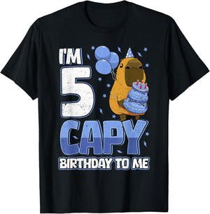 5 Years Capy Birthday to me Boys 5th Birthday Capybara T-Shirt - T-Shirt | Black