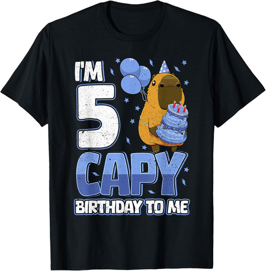 5 Years Capy Birthday to me Boys 5th Birthday Capybara T-Shirt - T-Shirt | Black