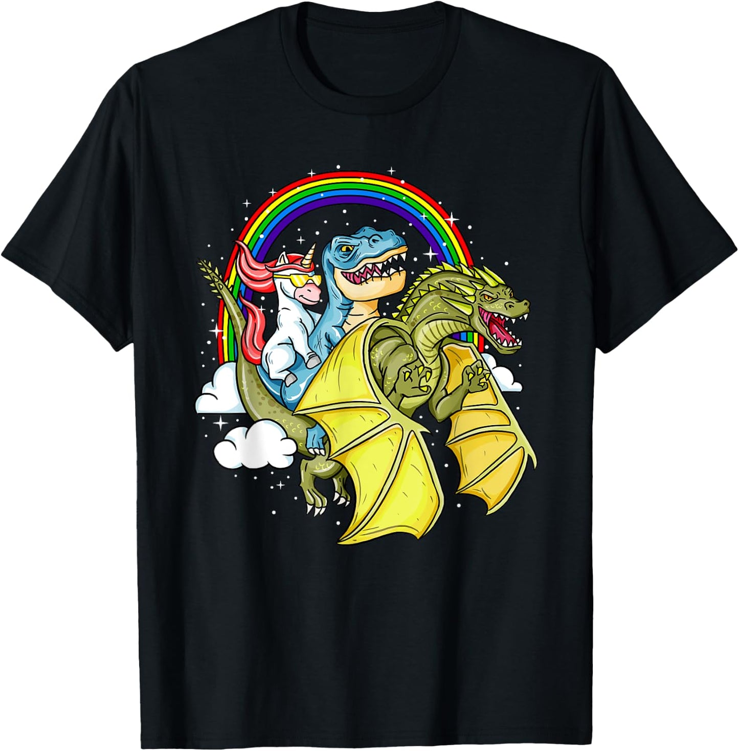 Unicorn T-Rex Dinosaur Dragon Fantasy Gift T-Shirt - T-Shirt | Black