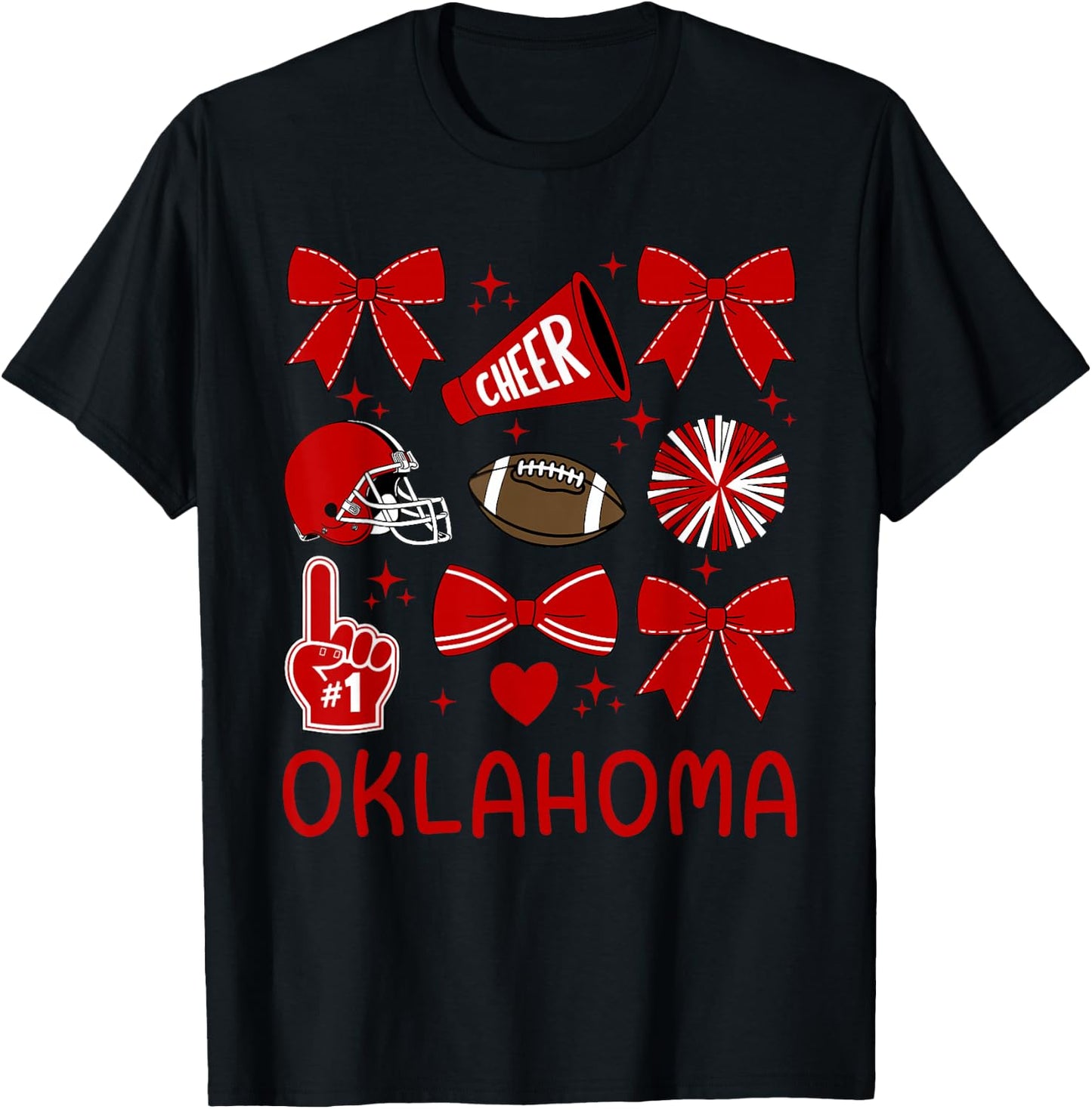 Oklahoma Women Girls Toddler Sister Bow For Oklahoma Lover T-Shirt - T-Shirt | Black