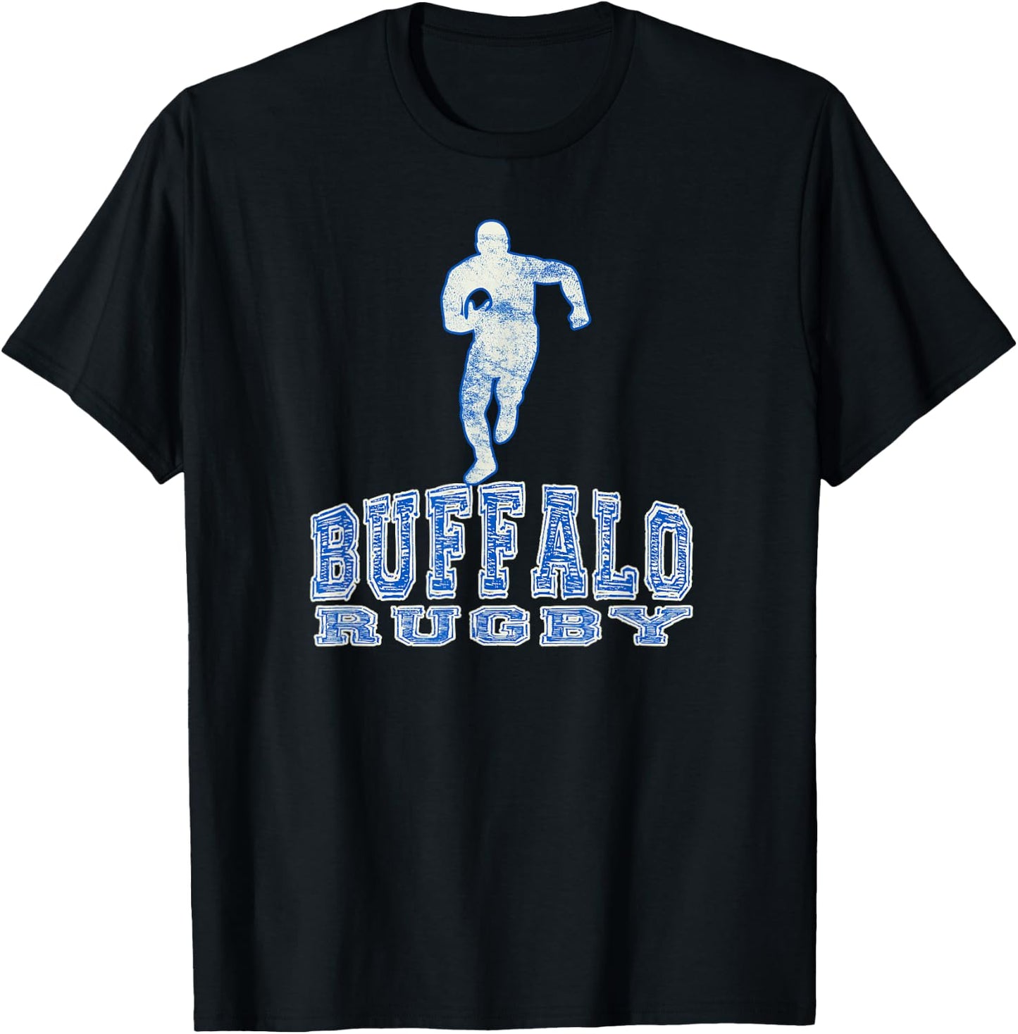 Vintage Buffalo Rugby with Rugby Player T-Shirt - T-Shirt | Black