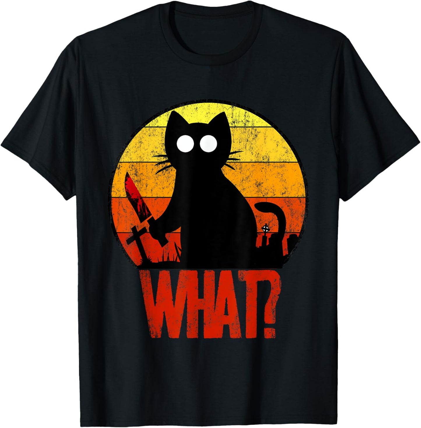 Murderous Black Psycho Cute Cat What Knife Christmas Gift Women T-Shirt - T-Shirt | Black