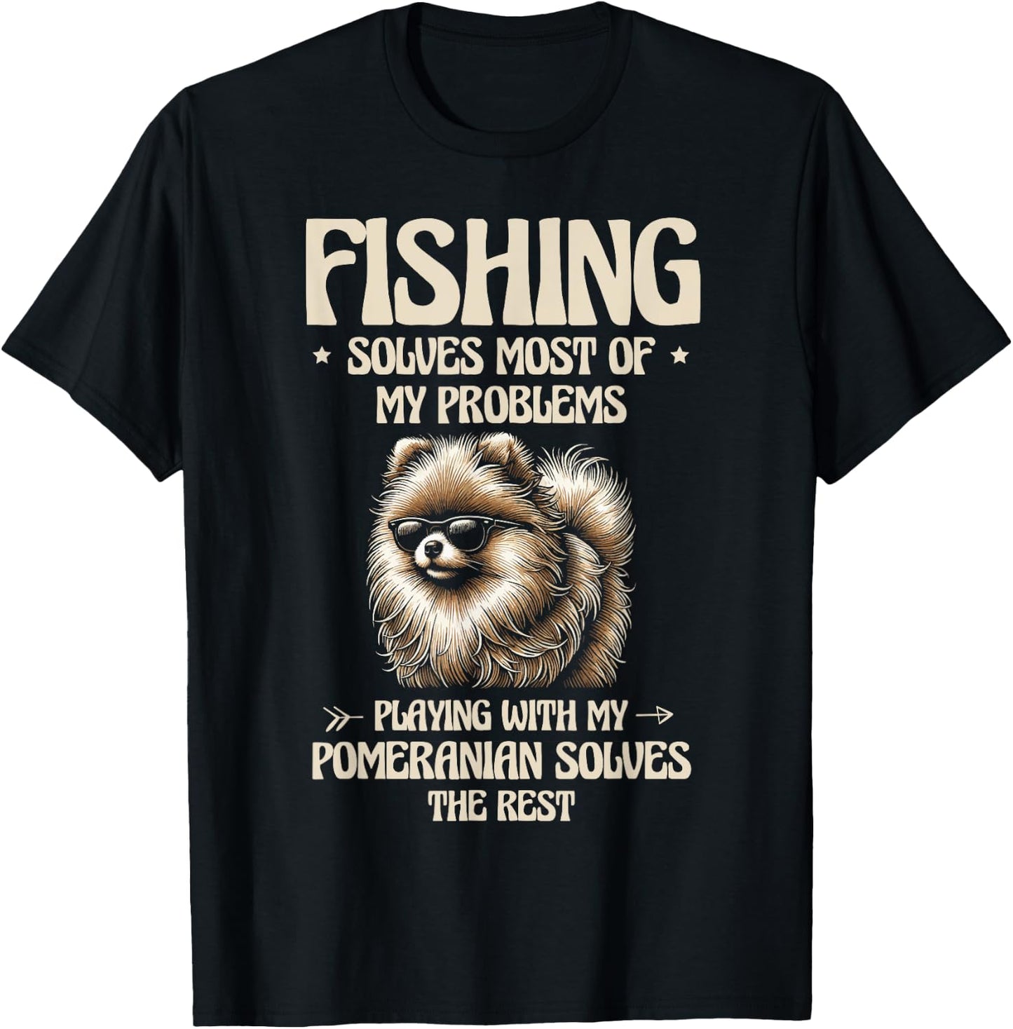 Playing With My Pomeranian Solves The Rest Pomeranian T-Shirt - T-Shirt | Black