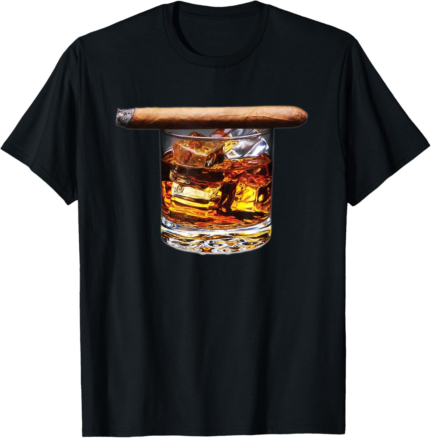Whiskey & Cigar Shirt - Funny Cigar Lover Graphic T-Shirt - T-Shirt | Black