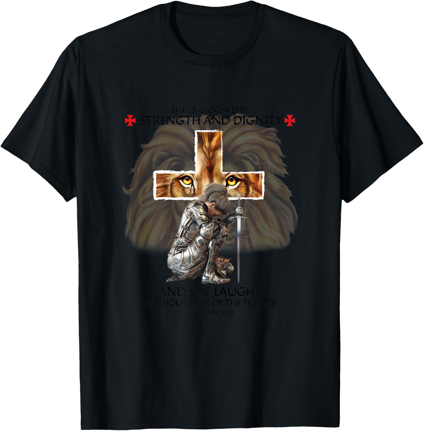 Christian Religious Sayings Cross Lion Judah Verses Her Mom T-Shirt - T-Shirt | Black