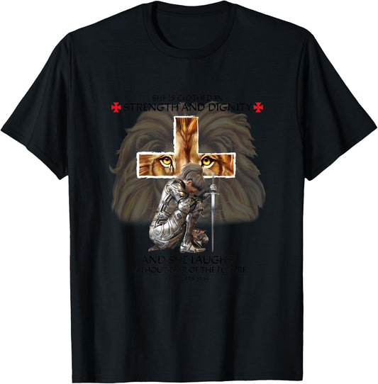 Christian Religious Sayings Cross Lion Judah Verses Her Mom T-Shirt - T-Shirt | Black