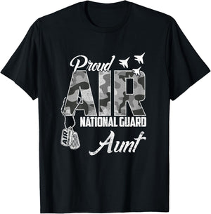 Proud Air National Guard Aunt US Camo Family Matching T-Shirt - T-Shirt | Black