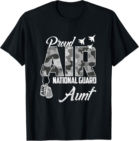 Proud Air National Guard Aunt US Camo Family Matching T-Shirt - T-Shirt | Black