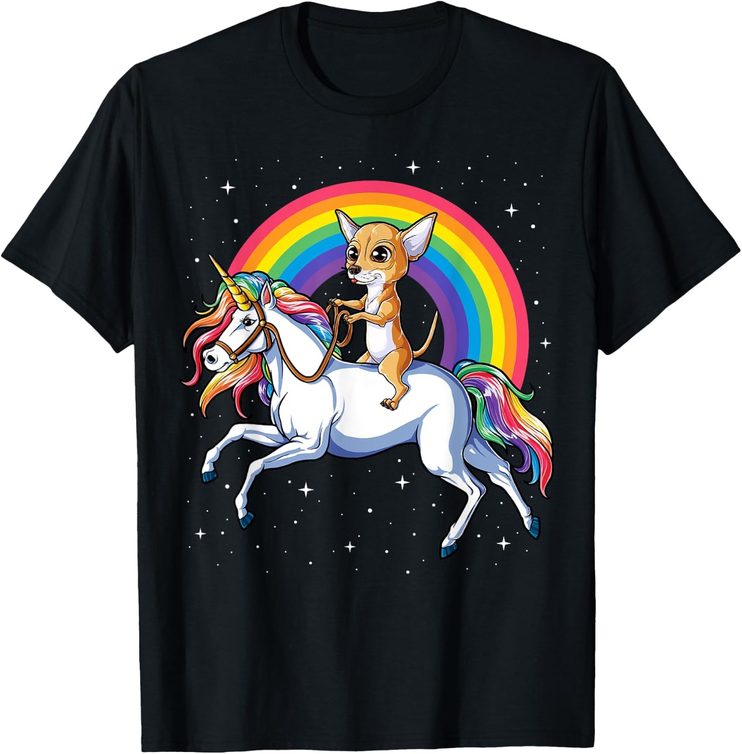 Chihuahua Unicorn T shirt Girls Space Galaxy Rainbow Dog T-Shirt - T-Shirt | Black