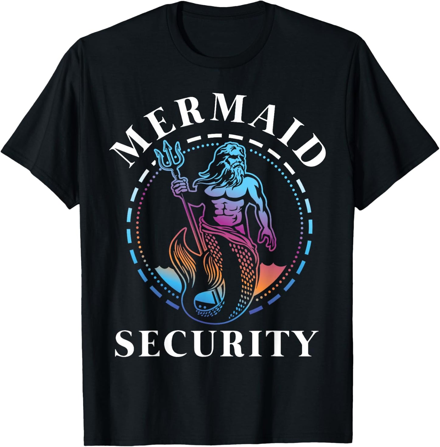 Mermaid Security Dad Brother Grandpa of Swimmer Gift T-Shirt - T-Shirt | Black