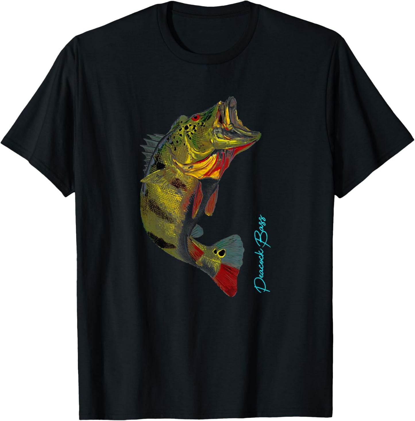 Fishing Shirts | PEACOCK BASS Fishing Art Gift Shirt For Dad T-Shirt - T-Shirt | Black