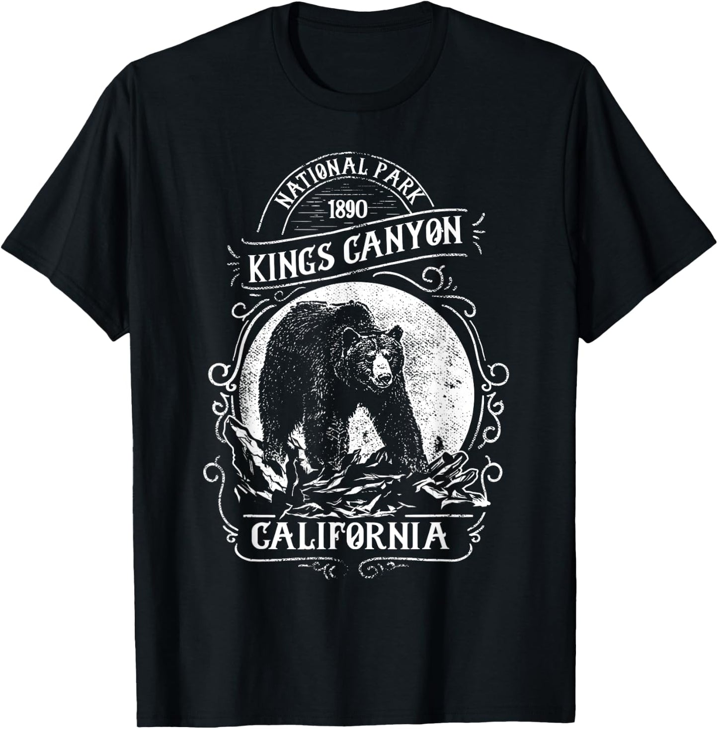 Vintage Kings Canyon National Park Retro Bear California T-Shirt - T-Shirt | Black