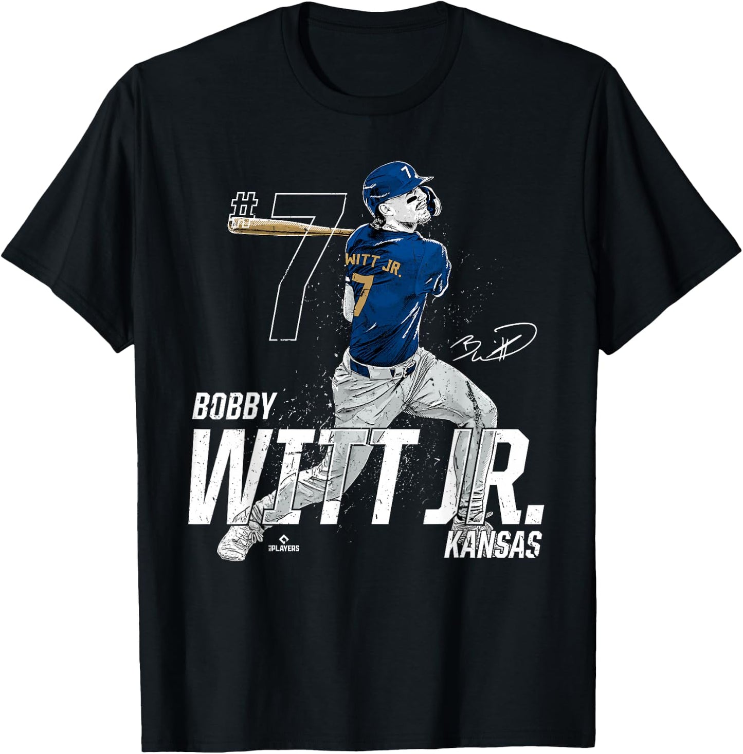 Dynamic Pose Bobby WITT Jr Kansas City Baseball MLBPA T-Shirt - T-Shirt | Black