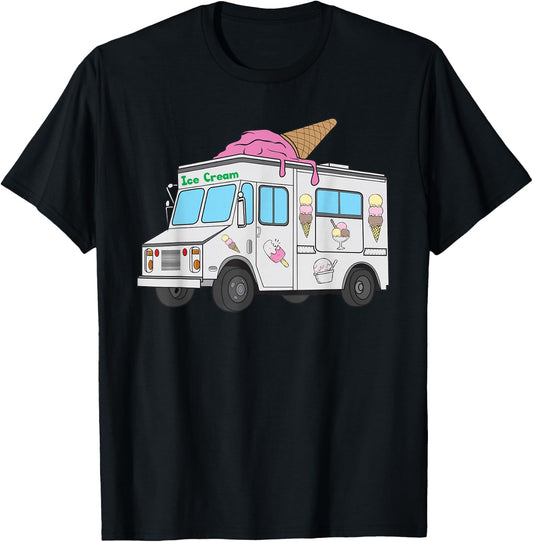 Funny Nostalgic Ice Cream Truck Summer Adventure Lover T-Shirt - T-Shirt | Black