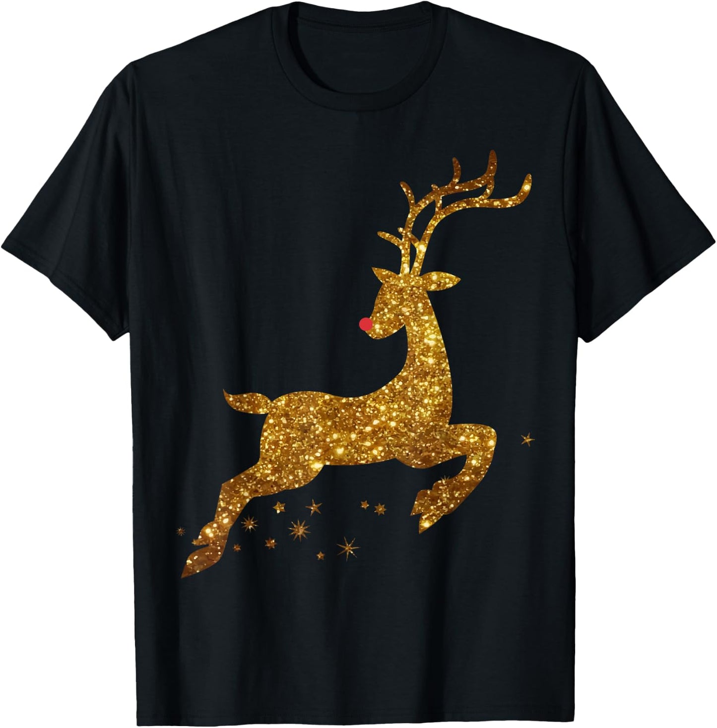 Christmas Reindeer Cute gold faux T-Shirt - T-Shirt | Black