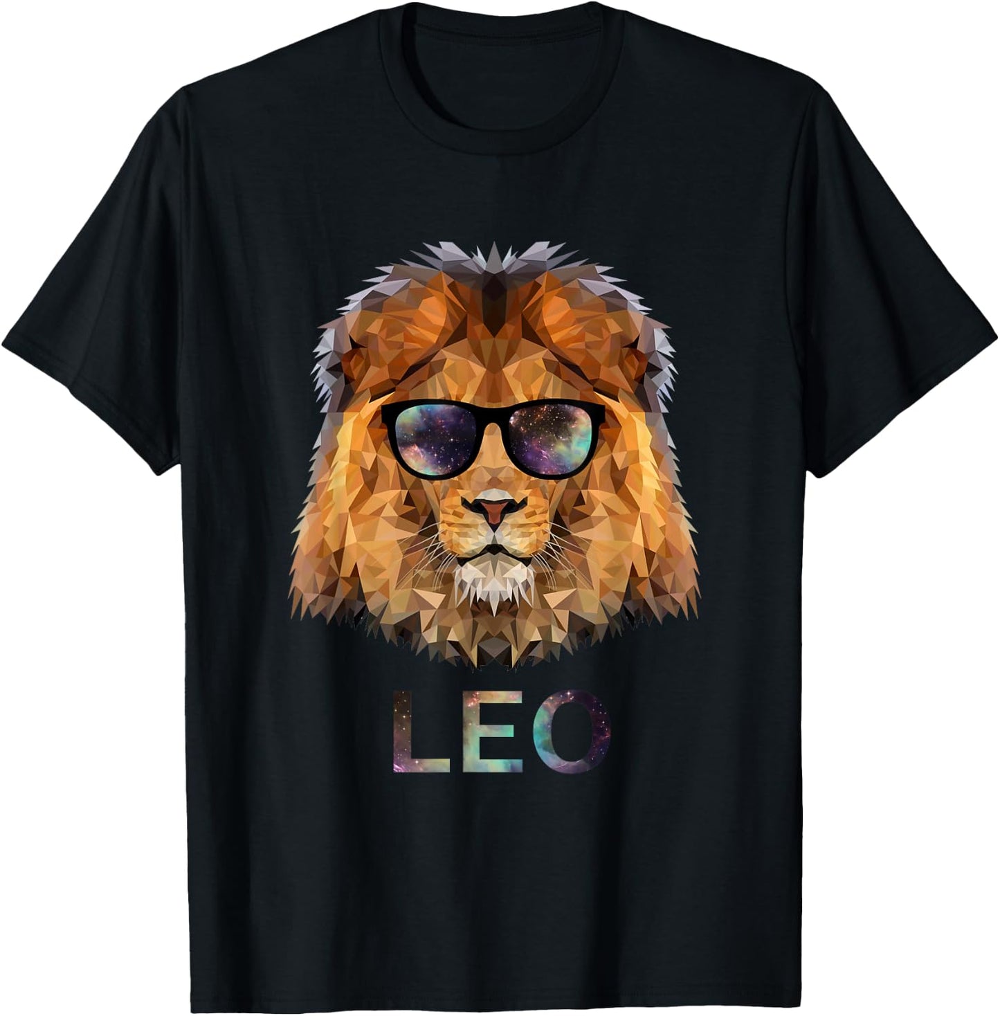 Leo Zodiac Lion With Cool Sunglasses Birthday T-Shirt - T-Shirt | Black