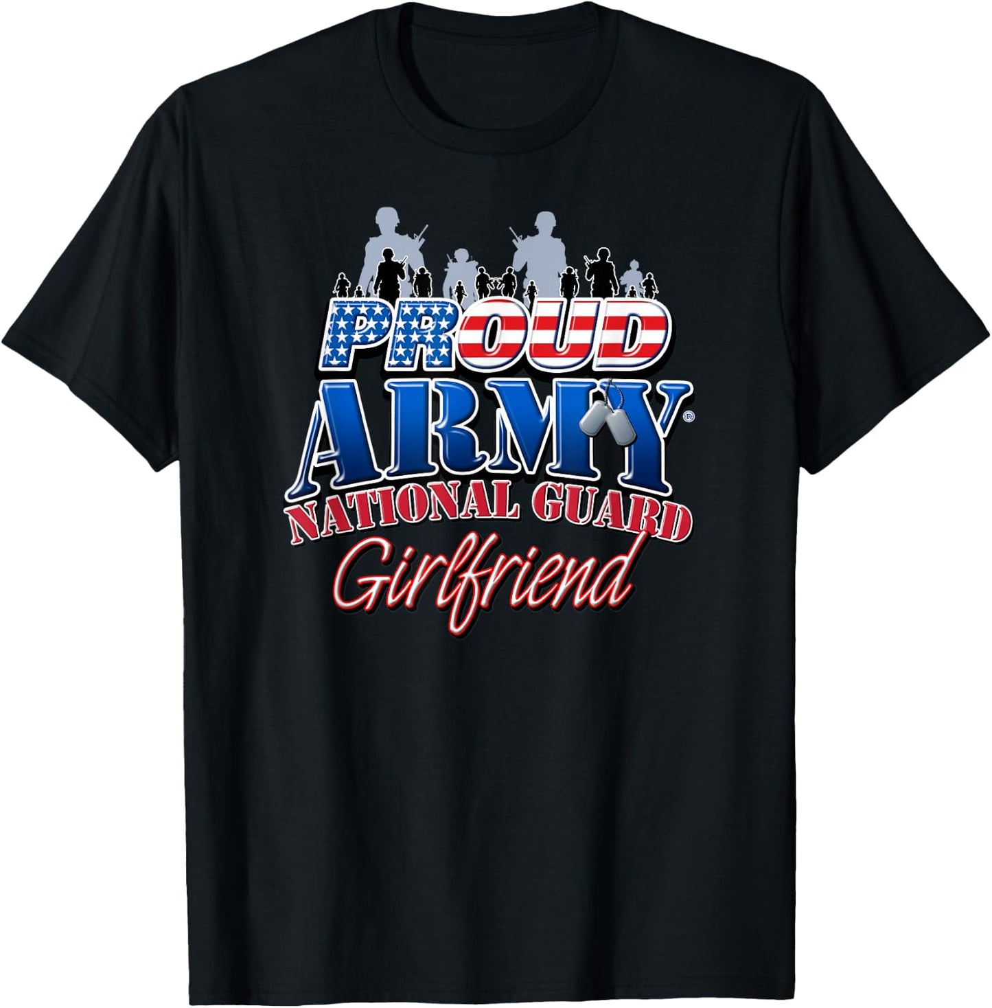Proud Army National Guard Girlfriend US Dog Tag Shirt Women T-Shirt - T-Shirt | Black